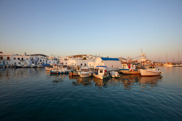 Fototapeta na wymiar The little port of Naousa village in Paros, Cyclades, Greece