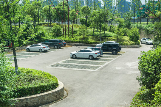 Outdoor public parking lot in the park