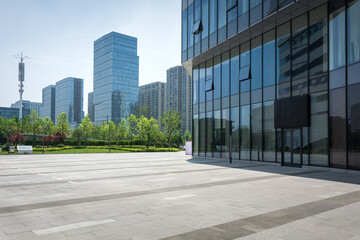 Alley with office buildings in modern