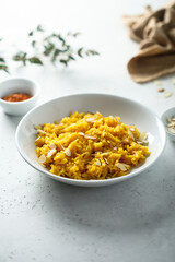 Spicy rice with almond flakes