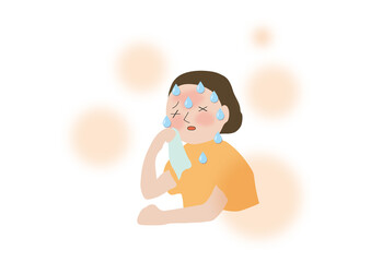 汗をかく女性