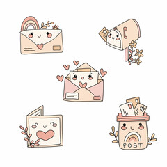 Set of cute mailing post items