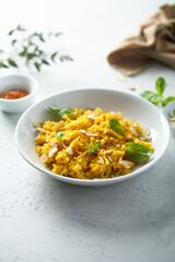 Spicy rice with almond flakes