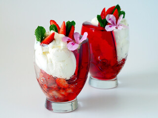 Whipped cream with strawberries