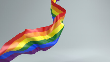 LGBT colored cloth piece of blowing fabric 3d rendered elegant textile.