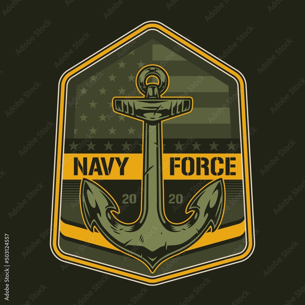 Canvas Prints NAVY force colorful label vintage