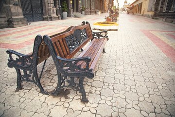 Fototapeta na wymiar Bench in the city. Gyumri. Armenia
