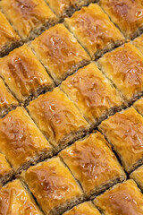Walnut baklava. Close-up walnut baklava. Mediterranean cuisine delicacies. local name cevizli baklava