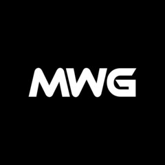 MWG letter logo design with black background in illustrator, vector logo modern alphabet font overlap style. calligraphy designs for logo, Poster, Invitation, etc.