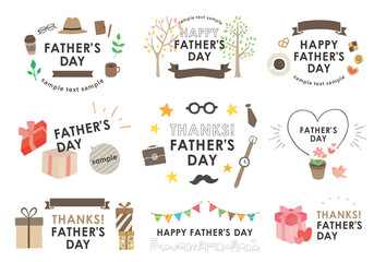 バナーなどに使える父の日イラストフレームセット1（文字あり）