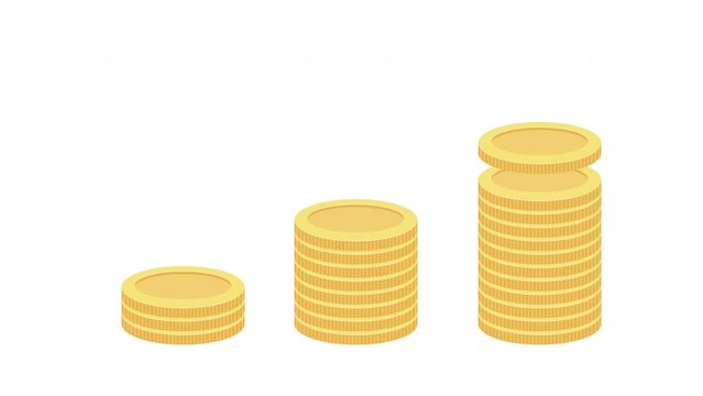 Gold coins fall in a stack