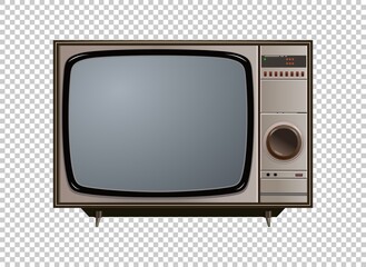 Vector retro television mock up isolated on transparent grid