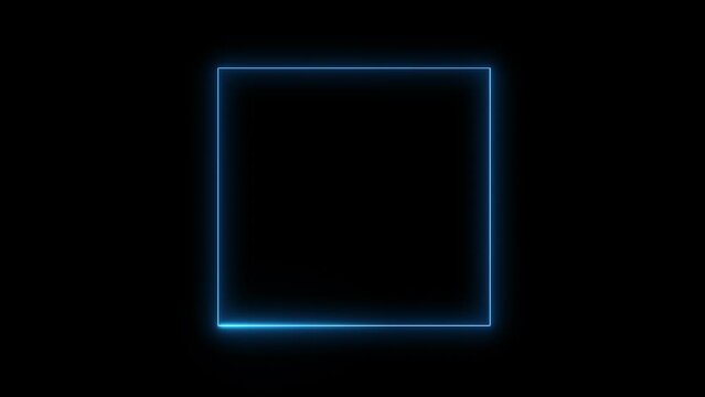 Blue square glowing border, alpha channel, seamless loop
