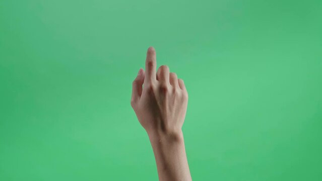 One Click One Finger On Green Screen Background
