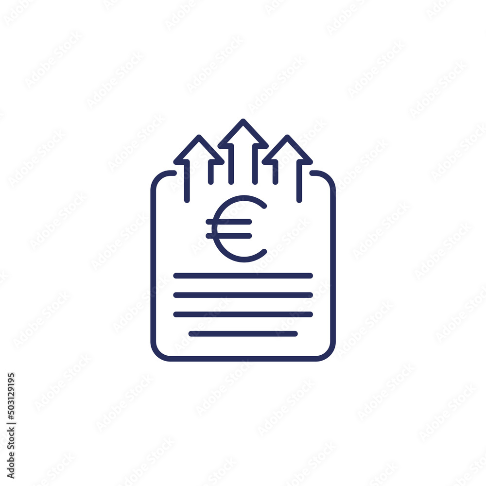 Canvas Prints send invoice line icon with euro