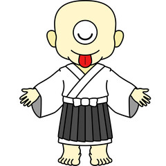 目を閉じる一つ目小僧のイラスト