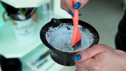 Dye barber brush foil hair background set grey hairdresser tool, for stylist salon for comb and style head, grooming prepare. Barbershop chemicals beautiful, top