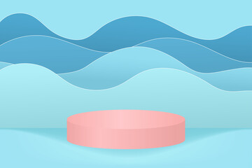 vector 3D scene with podium and abstract background. podium for cosmetic product presentation. 
