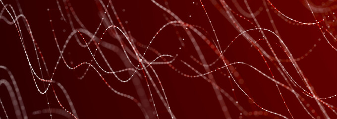 Sci-fi background. Digital landscape with dots and lines. Cyberspace grid. Background concept for your design. 3d