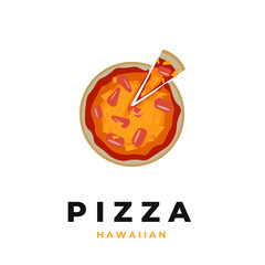 Slice hawaiian pizza logo illustration vector