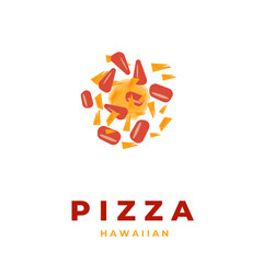 Hawaiian pizza topping pattern illustration vector logo