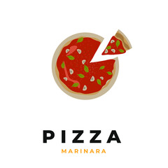 Slice pizza marinara logo illustration vector