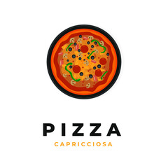 Pizza capricciosa vector illustration logo