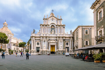Fototapeta na wymiar Facade of the Cathedral of Catania