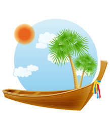 traditional thai wooden boat vector illustration