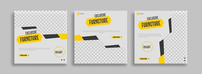 Obraz na płótnie Canvas Furniture Editable minimal square banner template with geometric shapes for social media post, story and web internet ads. Vector illustration