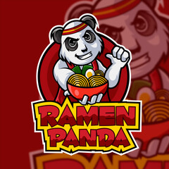 illustration vector graphic of panda ramen cartoon character mascot food street food