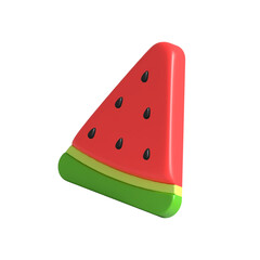 Piece of watermelon 3D. Watermelon in cartoon style. Summer fruit. Illustration. 3D render