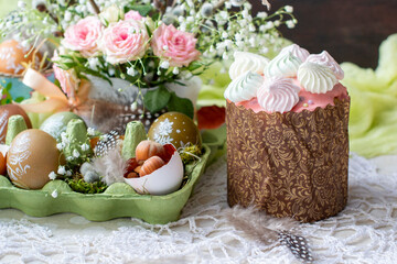 Pink Easter aster cakes and flowers