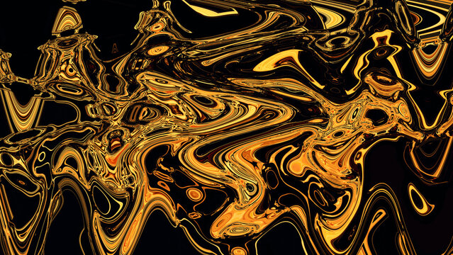 golden liquid texture on the black backdrop. dark luxury wallpaper artistic design for stylish decoration. Unique and smart Abstract Art