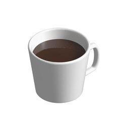 3D mug. White cup for tea or coffee. Vector illustration