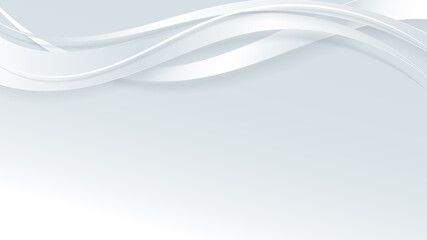 Abstract 3D white ribbon wave curved lines on gray background