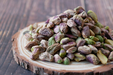 detail shot of pistachios nut on in bowl 