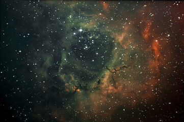 Beautiful Rosette Nebula in Milky way Galaxy background