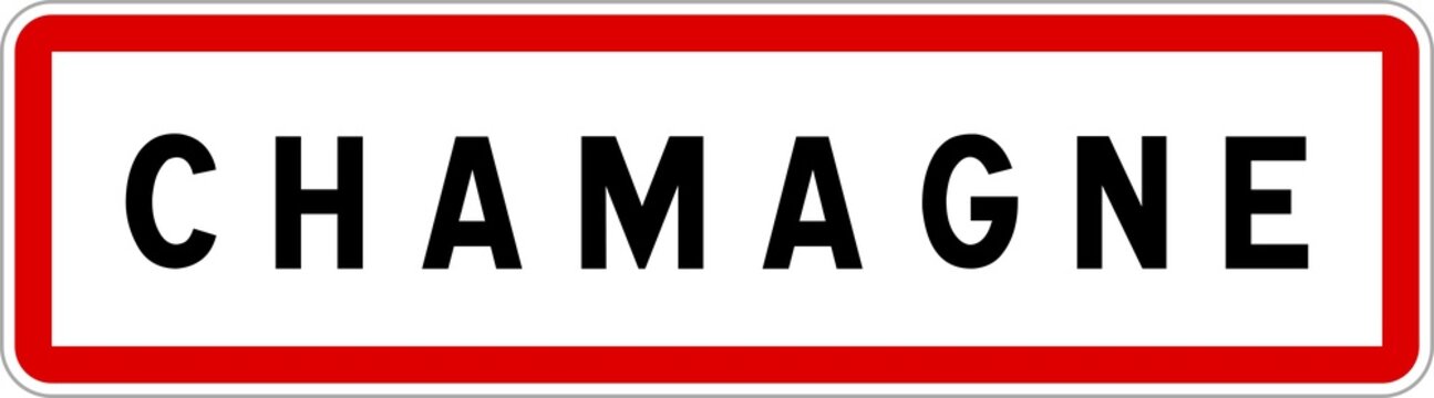 Panneau entr&eacute;e ville agglom&eacute;ration Chamagne / Town entrance sign Chamagne