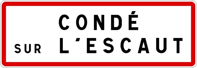Panneau entrée ville agglomération Condé-sur-l'Escaut / Town entrance sign Condé-sur-l'Escaut