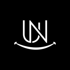 Initial UN Letter Logo Design Vector Template. Abstract smile shape UN Letter Logo Design Vector Illustration.
