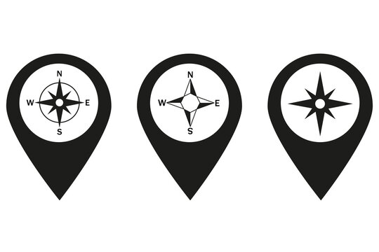 Compass icon and hairpin icons. Vector illustration eps10