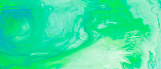 Abstract liquid ink painting texture. Turquoise trendy backdrop. Colorful chemical experiment
