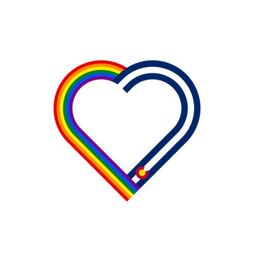 recommend clip art: unity concept. heart ribbon icon of rainbow and colorado state flags. vector illustration isolated on white background
