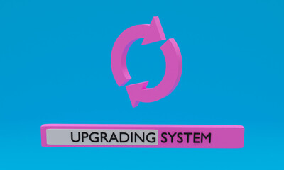 3d illustration,system update icon,update concept, blue background, 3d rendering
