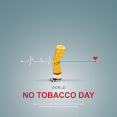 World No Tobacco Day Vector Concept Poster Stop Smoking Template.