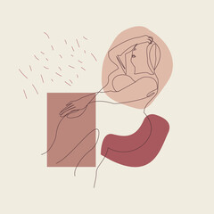 Hand drawn women one line art illustration
