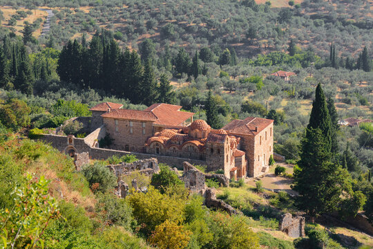 The medieval town of Mystras in the Peloponnese in Greece 