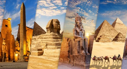 Foto op Plexiglas Luxor and Giza views in one collage of Egypt © AlexAnton