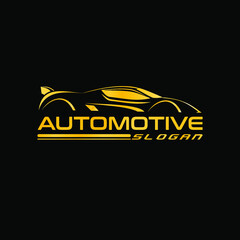 exclusive sports car logo, elegant gold color, can be used for various automotive businesses